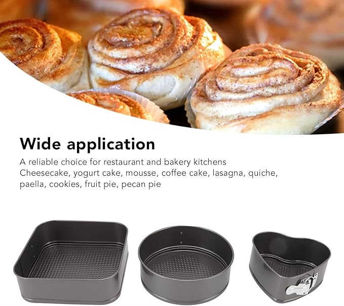 Springform Cake Mold Set, 3Pcs Steel Double Layer Cheesecake Mold, Round Heart Square Shape Cake Mold for Pizza Smash Mousse(24/26/28)