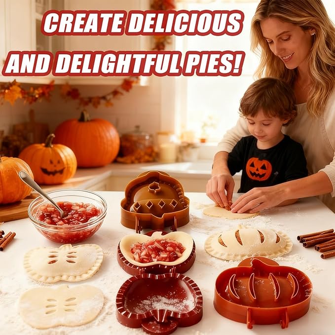 Christmas & Thanksgiving Pie Molds Set, Festive Shaped Pie Press Cutters for Mini Pies, Hand Pies, Empanadas – Non-Stick Baking Tools for Holiday Baking & Gifting (A 3PC)