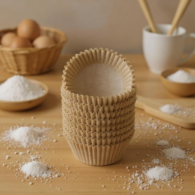 300 Pcs Natural Cupcake Liners Baked Greaseproof Paper Muffin Liners Birthday Party Wedding Cake Packaging Odorless, Easy To Peel, Oil-Resistant Cake Cups, Candy Cups