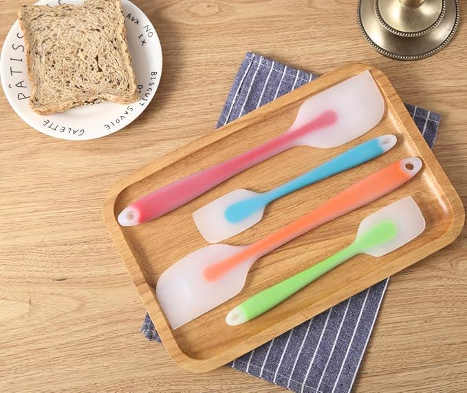 Silicone Spatula Set of 4 - Heat Resistant Flexible Spatula 450F with Stainless Steel Core - Food Grade Premium Good Grip Kitchen Utensils - Seamless, Heavy Duty, BPA Free, Dishwasher Safe