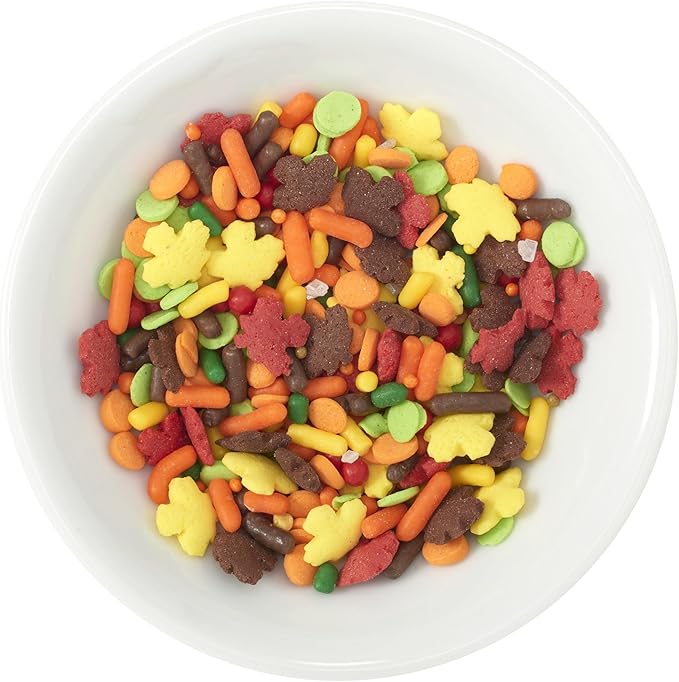 DecoPac Autumn Fusion Mix Sprinkles, 26oz, Shaped Candy Sprinkles in Handheld Container, Edible Decorations For Celebration Cakes, Cupcakes, Cookies and Donuts