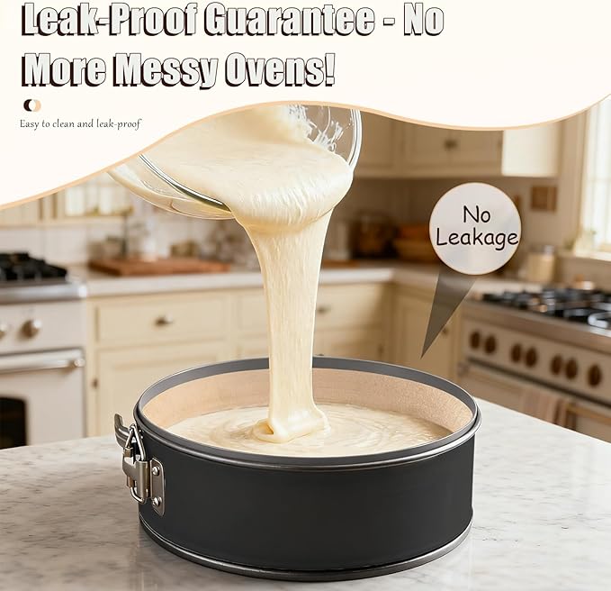 Silicone Baking Mat for 9 Inch Springform Pan, Non Stick Bottom & Side Liner, Reusable Cheesecake Pan Protector, Easy Clean Oven Safe Mat for Cakes, Pies, Desserts