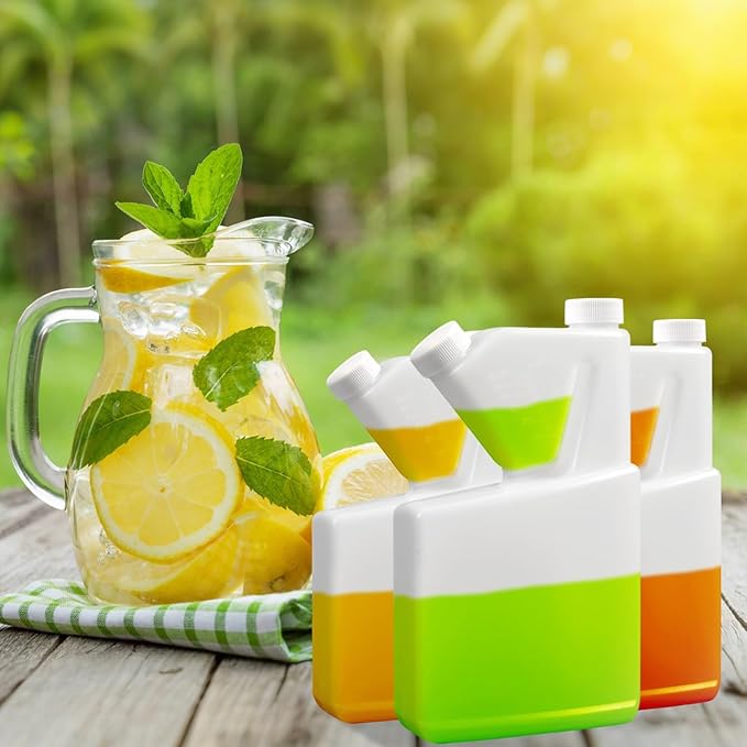 3 Pcs 17oz Measure Container Tip and Pour Measuring Containers Plastic Bottle up to 2oz Capacity