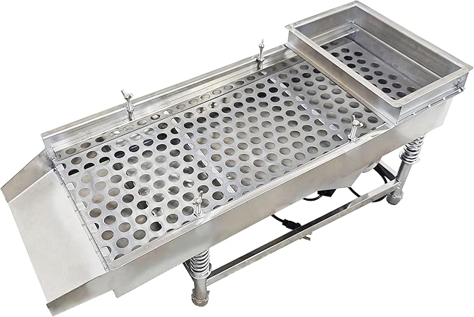 TECHTONGDA Straight Vibrating Sieve Screen Shaker Electric Linear Sifter Machine Stainless Steel One Layer One Motor 20mm Screen Size 11.8×29.5inch 110V
