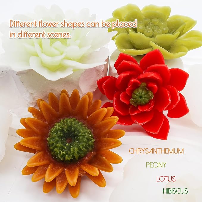 EuTengHao Flower Silicone Candle Molds for Wax Candle Soap Silicone Resin Cake Making, 3D Plant Flower Wax Scented Candle Soap Silicone Resin Casting Molds (8 Styles Flowers)