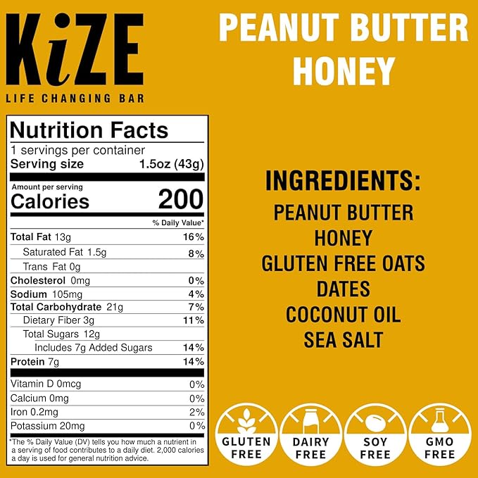 KiZE Energy Bars - Peanut Butter Lovers Variety Pack - 30-Count - Gluten Free, Dairy Free Options, Non-GMO, and High Protein Meal Replacement Energy Bars, Clean and Simple Food Ingredients - 7-10g High Protein Snacks (30 Count)