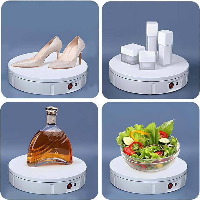 Rotating Display Stand 11.8'' Motorized Turntable Stand for Photography (Black/Rechargeable/with Remote controller)