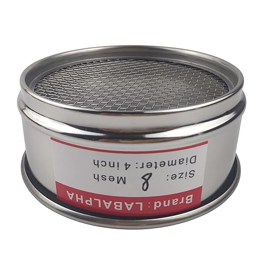 LABALPHA 8 Mesh Lab Sieves, Test Sieve #8 Mesh, 4'' Diameter, 304 Stainless Steel Wire Cloth (2.5mm)
