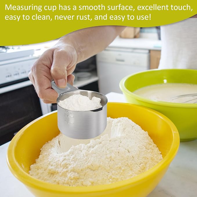 1 Cup (240 ml | 8 oz | 240 cc) Stainless Steel Measuring Cup, Metal Measuring Cup for Cooking & Baking