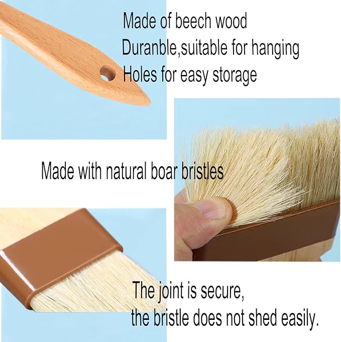 Butter Brush For Baking Basting Brush For Cooking Natural Bristle Basting Brush Food Brush Butter Brush Baster Brush Kitchen Baking Brushes For Barbecue Butter Grill Bbq Baster Kitchen (S/M-2PACK)