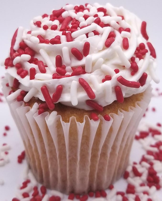 NCS Red and White Edible Jimmies Sprinkles, 8 ounces