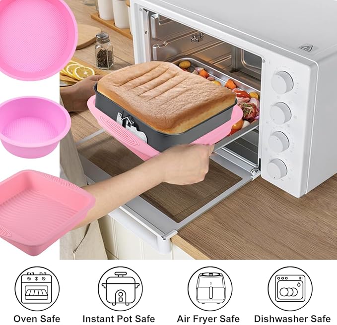 Springform Pan Set - Nonstick Cheesecake Pan with Removable Bottom, Leakproof Protector, 10 Parchment Paper Liners (9INCH SQUARE)
