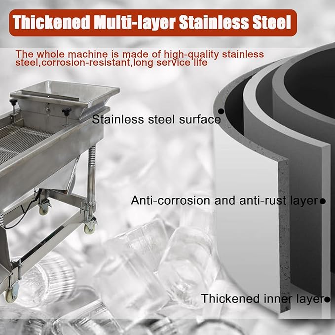 Vibrating Sifter Straight Linear Vibrating Screen Stainless Steel Electric Linear Sifter Machine with 6mm Screen 220V