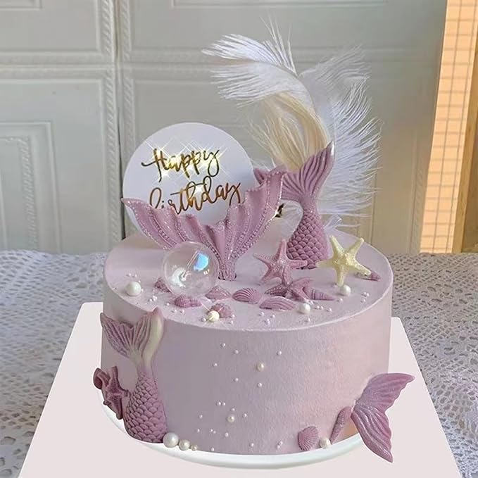 Sentovac Multicolor Mermaid Sprinkle Edible Decorating Ocean Sprinkles for Cake Cupcake Topper Cookie Baking Decorations Starfish Shell Pearl Mermaid Candy Mix Mermaid Party Birthday Cake Decorations