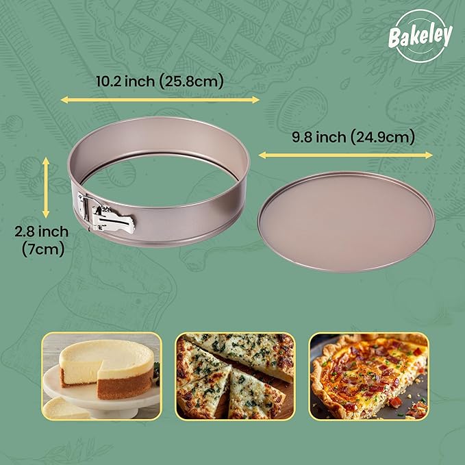 10 Inch Springform Pan, Non-Stick 10 Springform Pan with Removable Bottom, Carbon Steel, Cheesecake (Champagne Gold)