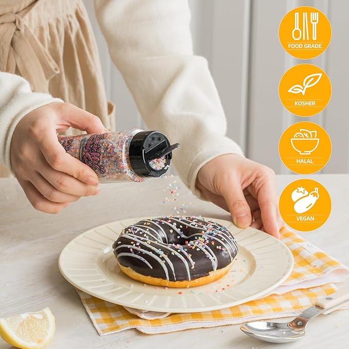 Sujoygar Halloween Saning Sugar Sprinkles, 5oz Edible Black Purple and Orange Cake Sprinkles for Chocolate Ice Cream Toppings Cupcake Decoration Halloween Party Cookies Baking Dessert Food Supplies