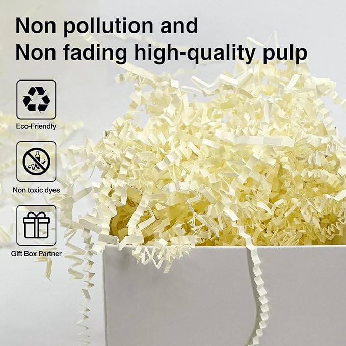 2LB Crinkle Paper Shred Filler for Gift Box Bag and Basket On Holidays(Beige)