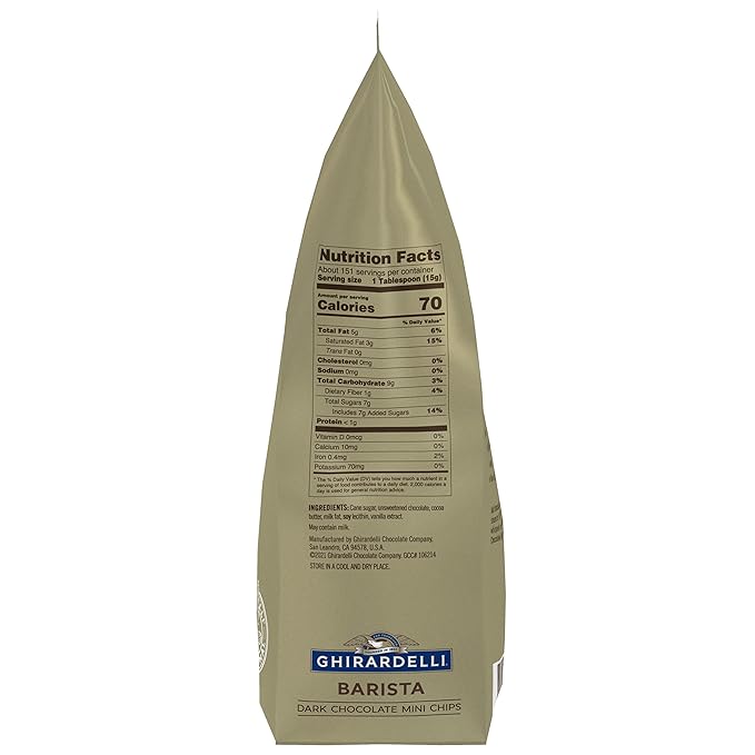 Ghirardelli Chocolate Company Dark Chocolate Barista Mini Chips 10,000 per lb, 5lb. Bag (Pack of 1)