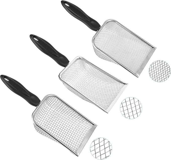 3 PCS Soil Sifter for Gardening, Garden Sand Compost Sieves with Handle for Sand, Rocks, Dirt, Compost Stainless Steel Sand Soil(0.2/0.15/0.11 in Mesh)