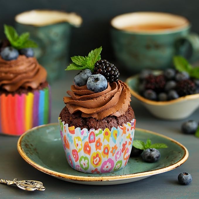 600 Pack Rainbow Cupcake Liners Cupcake Baking Cups Standard Size Rainbow Muffin Liners for Wedding Birthday Pride Party Candy Cake Decorations Supplies(12 Styles)