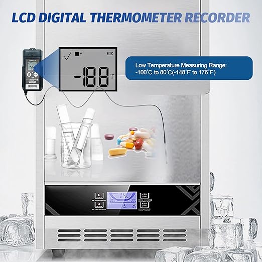 Tzone Bluetooth Temperature Data Logger USB Low Temp Recorder with Probe,Digital Freezer Thermometer Logger with Auto Report,Temperature Sensor for Refrigerator Lab Cold Chain Transportation Monitor