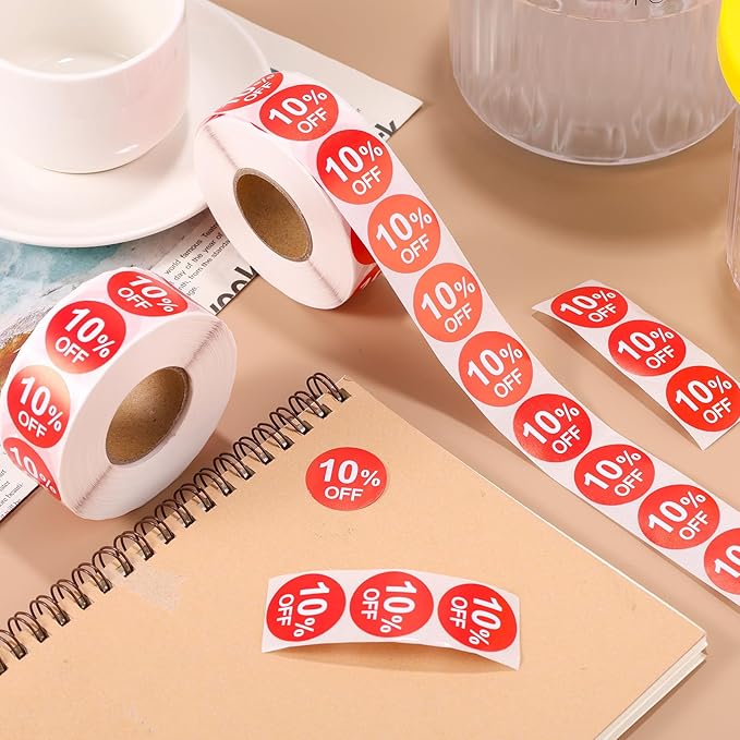 2000pcs Discount Stickers, 1in Round Promotion Labels Red Pricemarker Stickers Sale Signs Price Reduced Tags for Retail Store Supermarket Shops Clearance