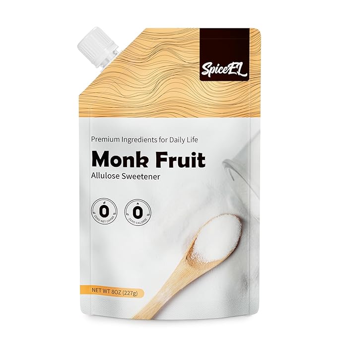 SPICEEL Monk Fruit Sweetener with Allulose - White Sugar Substitute, Coffee, Tea, without Erythritol, Gluten Free, Vegan, Keto Friendly, Sugar Replacement (8 oz)