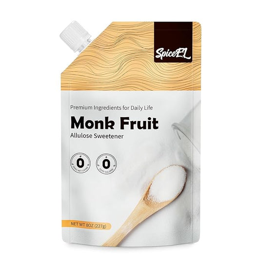 SPICEEL Monk Fruit Sweetener with Allulose - White Sugar Substitute, Coffee, Tea, without Erythritol, Gluten Free, Vegan, Keto Friendly, Sugar Replacement (8 oz)