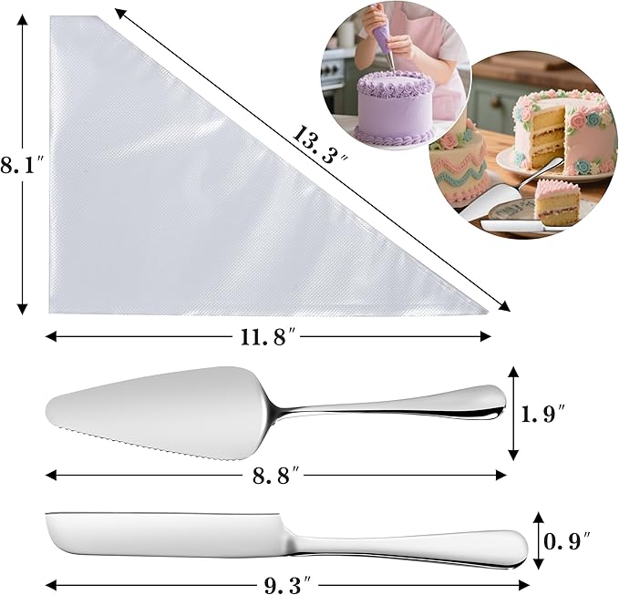 Cake Pan Set - 138 Piece 8-inch Round Cake Pans, Carbon Steel Cake Pan with Handles, Cake Decorating Kit with Parchment Papers, Piping Bag and More Accessories