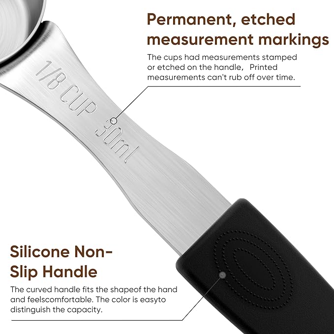 Magnetic Measuring Cups, 1 Cup Stainless Steel Measuring Cup, Dog Food Scoop for Wet & Dry Ingredients， Long Handle, Dishwasher Safe