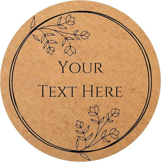 150,200Pcs Kraft Custom Sticker Labels Round Customized Labels Wreath Designs Personalized Stickers for Food Jars Gift Essential Oil Bottles Storage Bins(Kraft Paper 8)