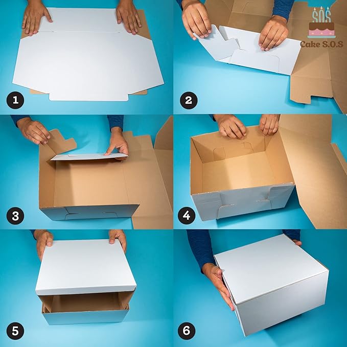 14x14x6 inches Corrugated Heavy-Duty White/Brown Sturdy Kraft Cake Boxes (50-Pack)