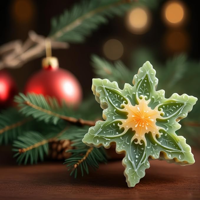 Snowflake Silicone Molds Christmas Snowflake Soap Molds Snowflakes Candle Mold 3D Christmas Silicone Chocolate Mold for Making Soaps Candles Bath Bomb Cookie Cake Candy Chocolate Muffins Ice(4 White)