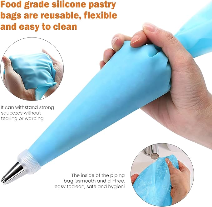 Icing Bags And Tips Set,Frosting Bags and tips,100 Disposable Icing Bags and Piping Tips For Cupcakes, Cookies, Cakes,Baking (120)
