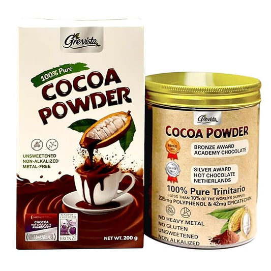 Grevista 100% Pure Cocoa Powder – Unmistakably Premium Quality | Bronze & Silver Medal-Winning | 235mg Natural Polyphenol | Organic, Unsweetened, Heavy Metal-Free, 33 Servings cacao powder