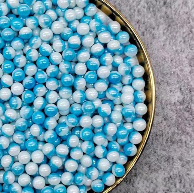 White Blue Edible Pearl Sprinkles, Christmas Cake sprinkles, Cookie sprinkles,Sugar Pearl, Edible Candy Pearls 7mm 130g 4.6OZ for Cake Cupcake Decorationg (Blue+White)