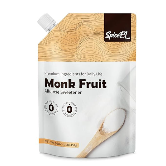SPICEEL Monk Fruit Sweetener with Allulose - Zero Calorie White Sugar Substitute, No Erythritol, Keto Friendly, from Monk Fruit Extract for Baking, Coffee&Tea, Gluten Free, Vegan, Sugar Replacement(1lb pack of 1)