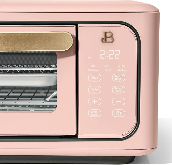 Beautiful Infrared Air Fryer Toaster Oven Combo - 10-in-1 Countertop Convection Oven with Air Fry, Bake, Pizza, Toast & Dehydrate Functions - 1800W Stainless Steel Kitchen Appliance (Rose)