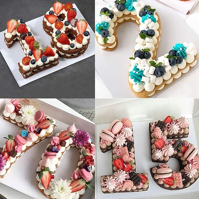 Ducodocu 3D Silicone Cake Pans Large Number Cake Mould Novelty Cake Tins DIY Baking Mold for Birthday Wedding Anniversary 10 inch Number of 6