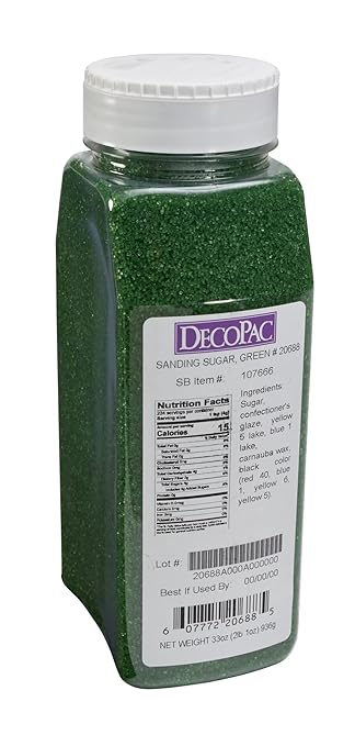 DecoPac Sanding Sugar | Green Edible Sugar Sprinkles | 33oz | Edible Sanding Sugar in Handheld Container | Made In USA | Sugar Sprinkle Mix For Cakes, Cupcakes, Cookies, Extra Large Pack | 33 Ounce - Green