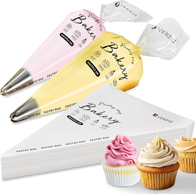 100 Pcs Disposable Piping bags, Anti Burst Pastry Bag - Thickened Pastry Bags, Tipless Piping bags For Royal Icing, Ideal for Cakes And Cookies Decoration (15 Inch)