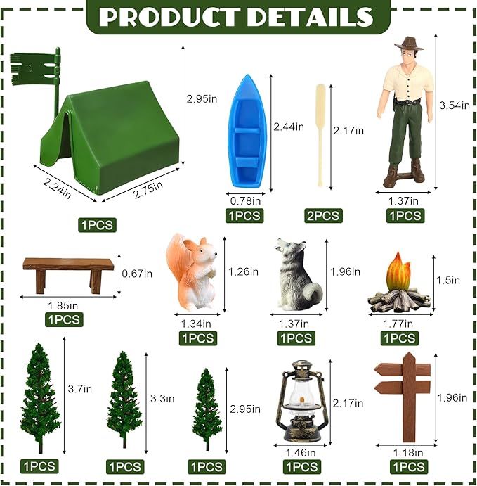 Knana 14Pcs Camping Cake Topper Camping Cake Decorations Camping Theme Decorations for Forest Themed Birthday Party Supplies