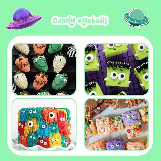 LEBERY Candy Eyeballs Eyes Cake Cupcake Toppers Halloween Sprinkles, Edible Eyes Candy Eyes for Decorating Eyes Sprinkles Edible Eyeballs for Halloween Christmas Baking Cookie Decorations - 3 oz