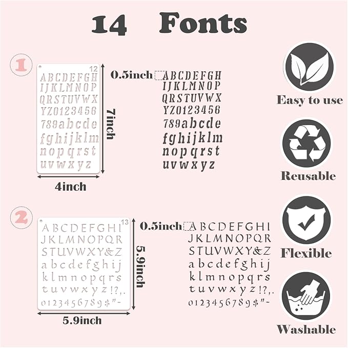 1/2 Letter Stencils for Painting on Scrapbook Journal Wood Small Number Template Paint Stencils on Art Craft Canvas Wall Fabric Rock (letter14)