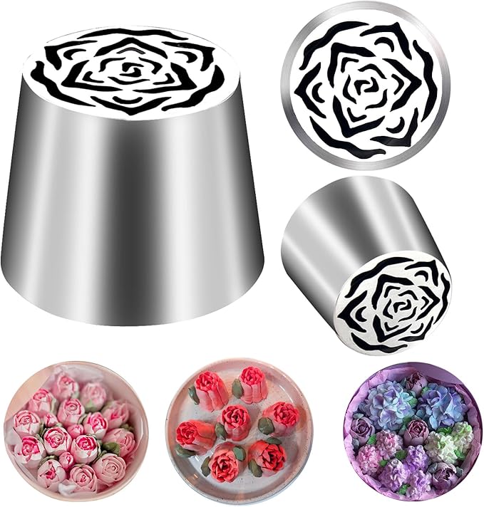 FANTEXY Extra Large Russian Piping Tip Food Grade Stainless Steel Seamless Flower Frosting Nozzles For Cakes Decorating, Buttercream Flowers,Dishwasher Safe SL58