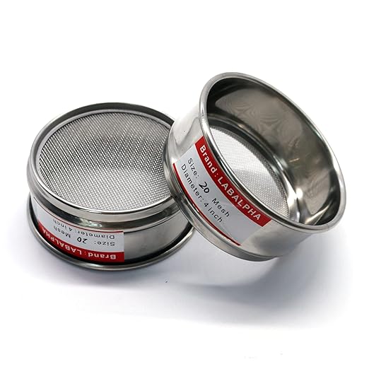 LABALPHA 18 Mesh Lab Sieves, Test Sieve #18 Mesh, 4'' Diameter, 304 Stainless Steel Wire Cloth (1mm)