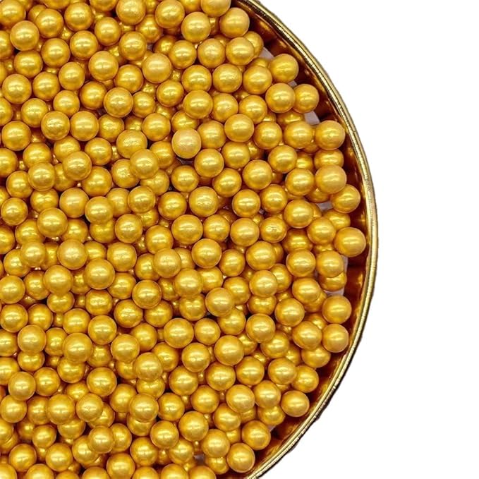 Gold Sprinkles,Cake Sprinkles,Cookie Sprinkles,Sugar Pearl, Edible Candy Pearls 7mm 130g 4.6OZ for Cake Cupcake Decorationg (Gold7mm)