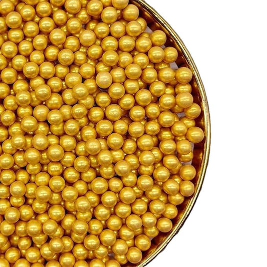 Gold Sprinkles,Cake Sprinkles,Cookie Sprinkles,Sugar Pearl, Edible Candy Pearls 7mm 130g 4.6OZ for Cake Cupcake Decorationg (Gold7mm)