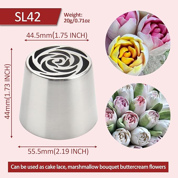 Extra Large Russian Piping Tips for Marshmallows Stainless Steel Flower Frosting Nozzles many styles Cake Decorating Baking tool for Buttercream, Cupcakes Cookies(SL42)
