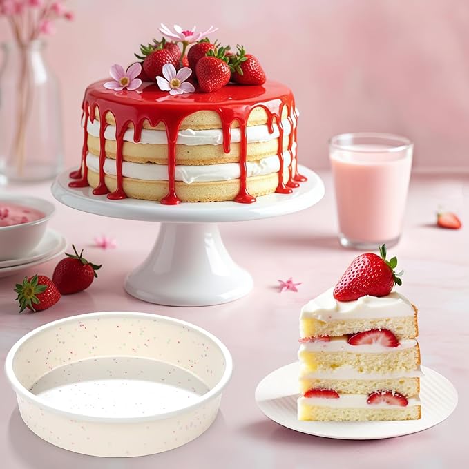 SJ 6 Inch Silicone Round Cake Pan with Metal Reinforced Frame Set of 3, Nonstick Silicone Cake Mold for Baking Suitable for Making Layers, Cheese & Chocolate Cakes